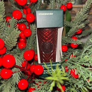 Starbucks maroon jeweled keychain ornament